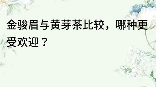 金駿眉與黃芽茶比較，哪種更受歡迎？