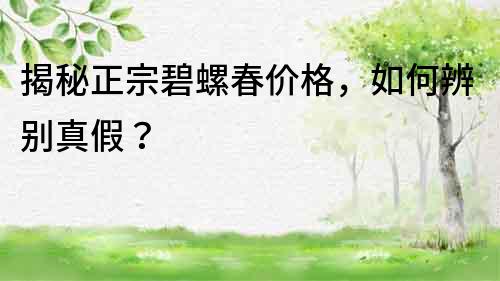 揭秘正宗碧螺春價格，如何辨別真假？