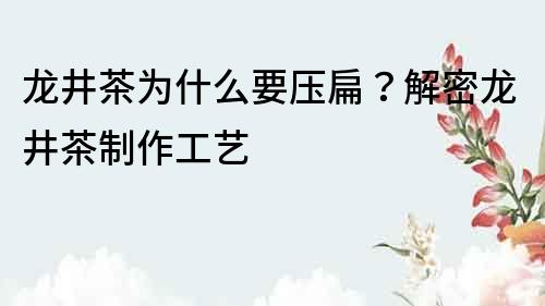龍井茶為什么要壓扁？解密龍井茶制作工藝