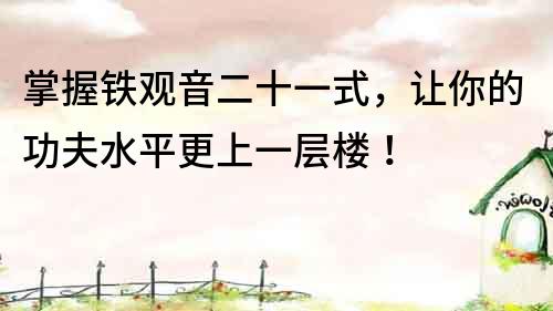 掌握鐵觀音二十一式，讓你的功夫水平更上一層樓！