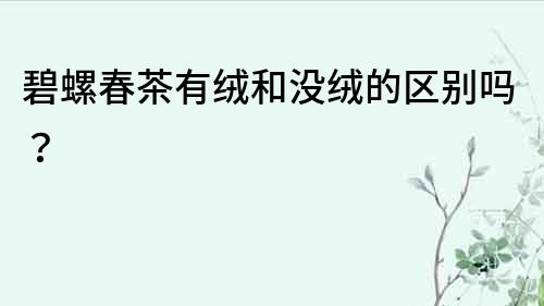 碧螺春茶有絨和沒絨的區(qū)別嗎？