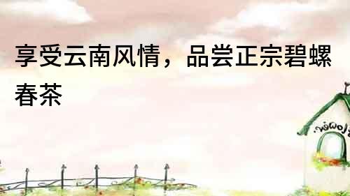 享受云南風(fēng)情，品嘗正宗碧螺春茶