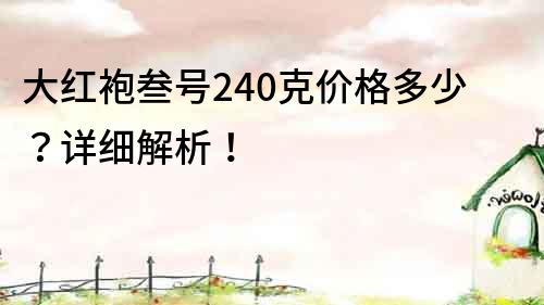 大紅袍叁號240克價格多少？詳細解析！