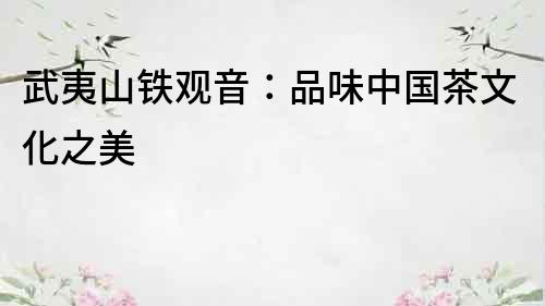武夷山鐵觀音：品味中國茶文化之美
