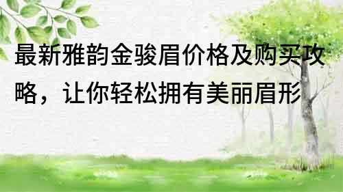 最新雅韻金駿眉價格及購買攻略，讓你輕松擁有美麗眉形