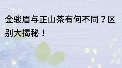 金駿眉與正山茶有何不同？區(qū)別大揭秘！