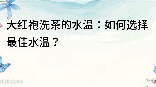 大紅袍洗茶的水溫：如何選擇最佳水溫？