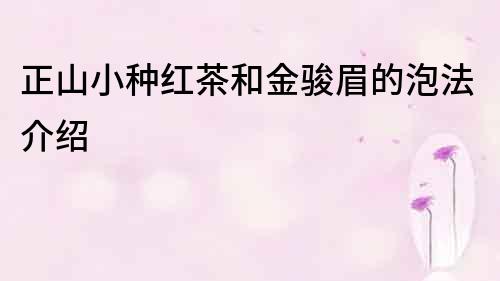 正山小種紅茶和金駿眉的泡法介紹