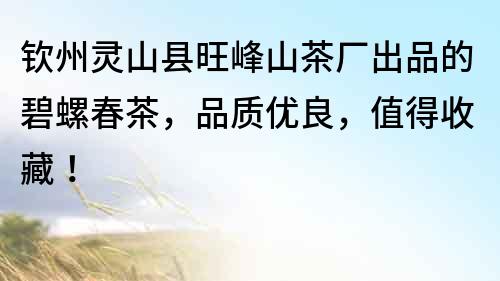 欽州靈山縣旺峰山茶廠出品的碧螺春茶，品質優良，值得收藏！