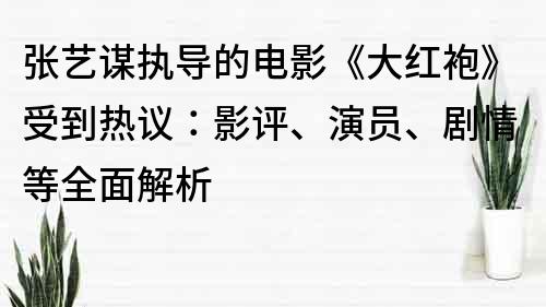 張藝謀執(zhí)導的電影《大紅袍》受到熱議：影評、演員、劇情等全面解析