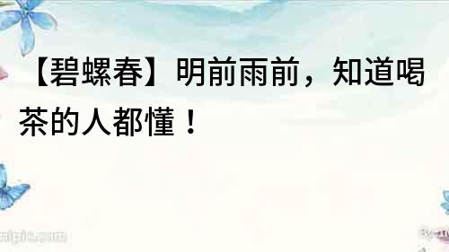 【碧螺春】明前雨前,知道喝茶的人都懂!