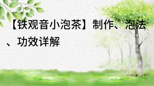 【鐵觀音小泡茶】制作、泡法、功效詳解