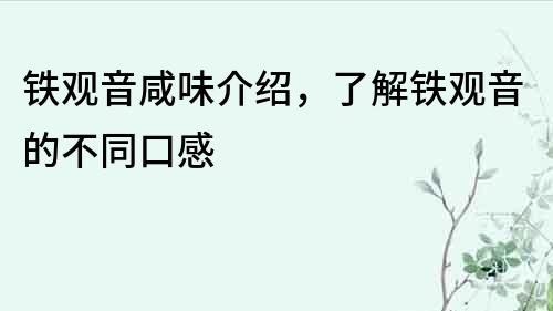 鐵觀音咸味介紹，了解鐵觀音的不同口感