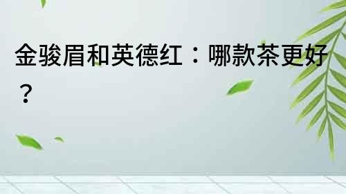 金駿眉和英德紅：哪款茶更好？