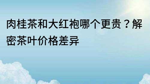 肉桂茶和大紅袍哪個(gè)更貴？解密茶葉價(jià)格差異