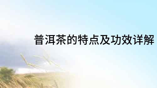 普洱茶的特點(diǎn)及功效詳解