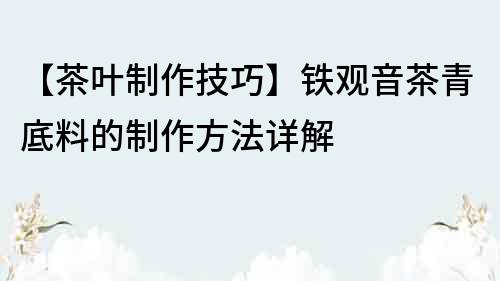 【茶葉制作技巧】鐵觀音茶青底料的制作方法詳解