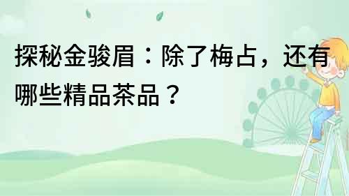 探秘金駿眉：除了梅占，還有哪些精品茶品？