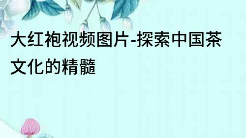 大紅袍視頻圖片-探索中國茶文化的精髓