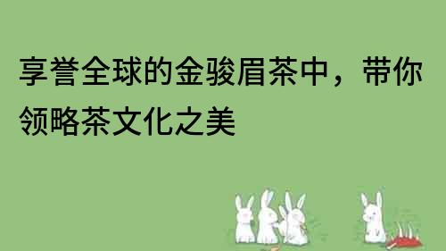 享譽全球的金駿眉茶中，帶你領略茶文化之美