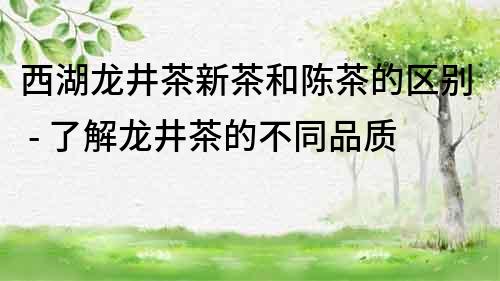 西湖龍井茶新茶和陳茶的區別 - 了解龍井茶的不同品質