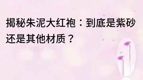 揭秘朱泥大紅袍：到底是紫砂還是其他材質？