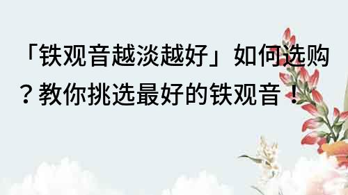 「鐵觀音越淡越好」如何選購？教你挑選最好的鐵觀音！