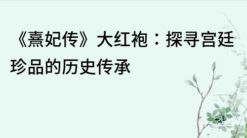 《熹妃傳》大紅袍：探尋宮廷珍品的歷史傳承