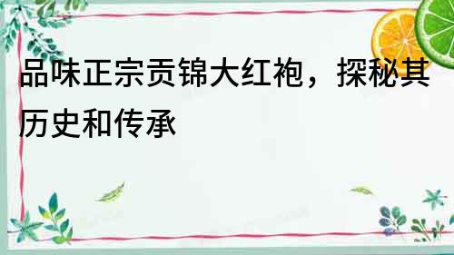品味正宗貢錦大紅袍，探秘其歷史和傳承