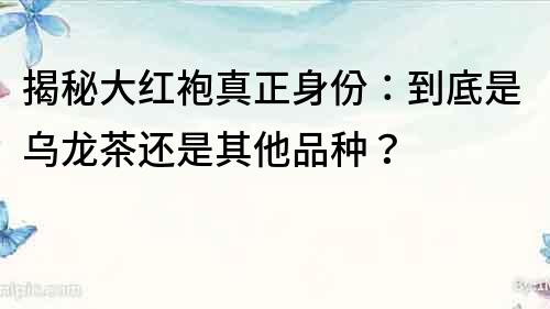 揭秘大紅袍真正身份：到底是烏龍茶還是其他品種？