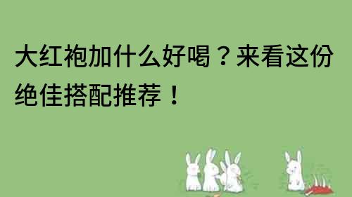 大紅袍加什么好喝？來看這份絕佳搭配推薦！