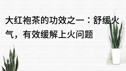 大紅袍茶的功效之一：舒緩火氣，有效緩解上火問題