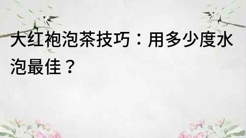 大紅袍泡茶技巧：用多少度水泡最佳？