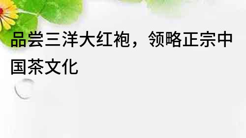 品嘗三洋大紅袍，領(lǐng)略正宗中國(guó)茶文化