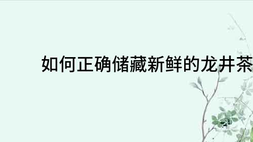 如何正確儲藏新鮮的龍井茶？