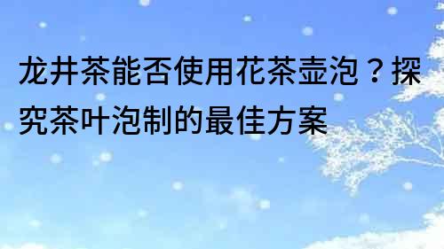 龍井茶能否使用花茶壺泡？探究茶葉泡制的最佳方案
