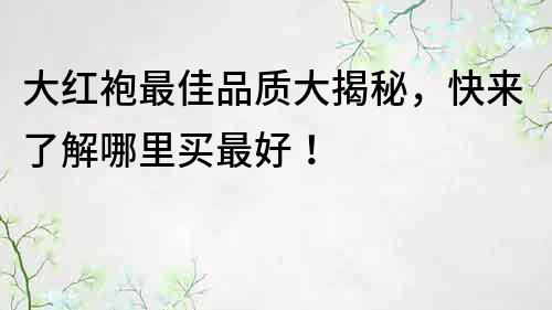 大紅袍最佳品質(zhì)大揭秘，快來了解哪里買最好！