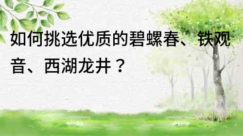 如何挑選優(yōu)質(zhì)的碧螺春、鐵觀音、西湖龍井？