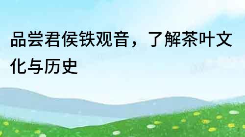 品嘗君侯鐵觀音，了解茶葉文化與歷史