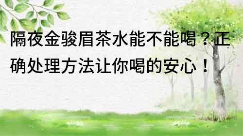 隔夜金駿眉茶水能不能喝？正確處理方法讓你喝的安心！