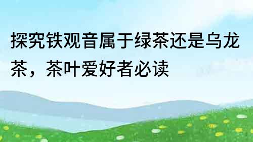 探究鐵觀音屬于綠茶還是烏龍茶，茶葉愛好者必讀
