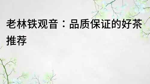 老林鐵觀音：品質保證的好茶推薦
