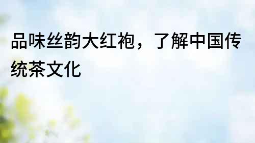 品味絲韻大紅袍，了解中國(guó)傳統(tǒng)茶文化