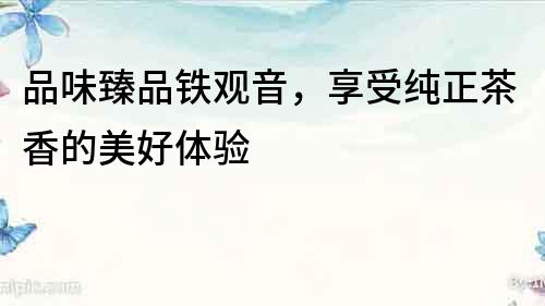 品味臻品鐵觀音，享受純正茶香的美好體驗