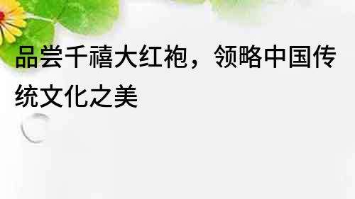 品嘗千禧大紅袍，領略中國傳統文化之美