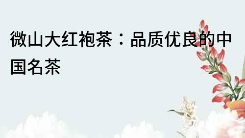 微山大紅袍茶：品質優良的中國名茶