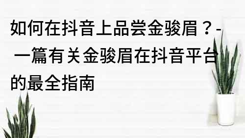如何在抖音上品嘗金駿眉？- 一篇有關(guān)金駿眉在抖音平臺(tái)的最全指南