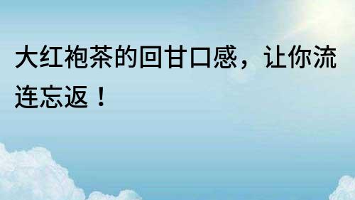 大紅袍茶的回甘口感，讓你流連忘返！