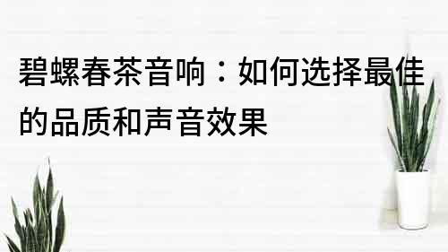 碧螺春茶音響：如何選擇最佳的品質和聲音效果