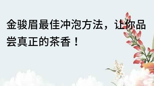 金駿眉最佳沖泡方法，讓你品嘗真正的茶香！